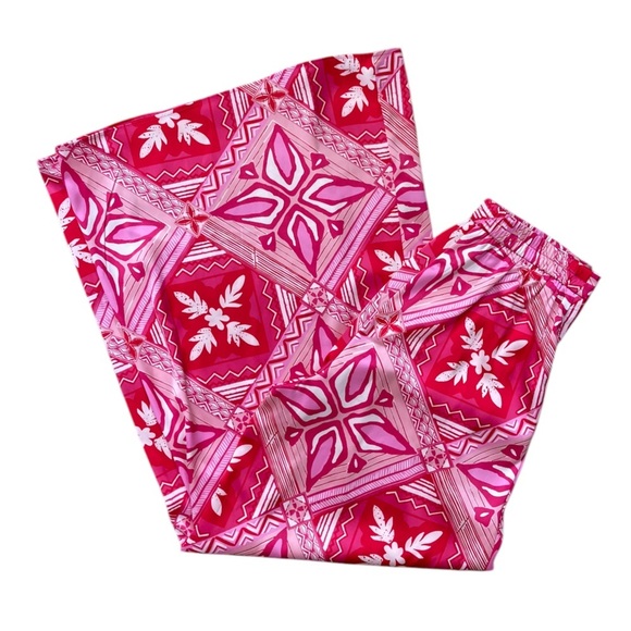 Caroline Constas Printed Wide Leg Pants High Rise with Pockets NWT Pink White - Picture 10 of 11